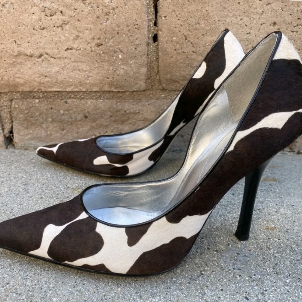 Women's GUESS By Marciano pony hair cowhide pointed toe stiletto heel size 7M